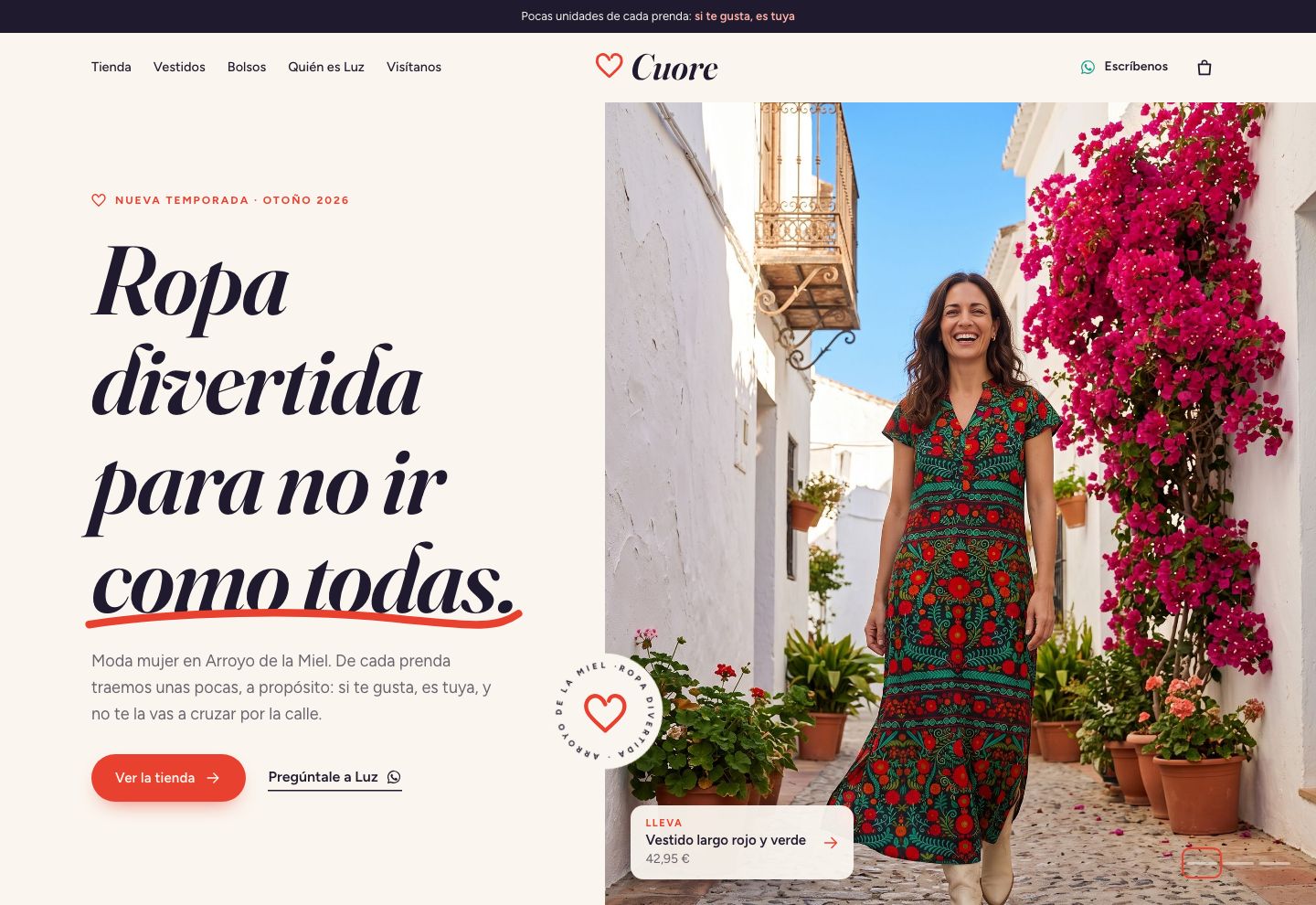 Boceto de tienda con su marca nueva de Cuore