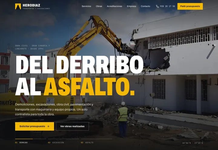 Boceto de web de obra civil de Herodíaz