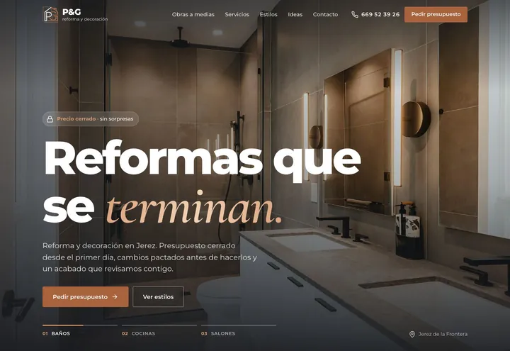 Boceto de web de reformas de P&G Reforma y Decoración